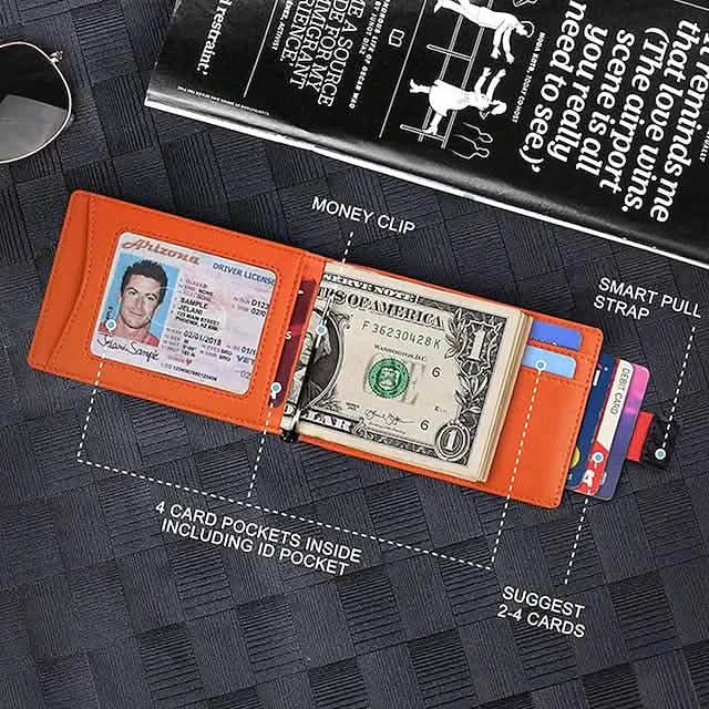 Carbon Fiber Rfid Men Wallets Bi-fold Vallet Billfold